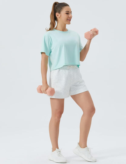 THE GYM PEOPLE Women's Drawstring Sweat Shorts High Waisted Summer Workout Lounge Shorts with Pockets