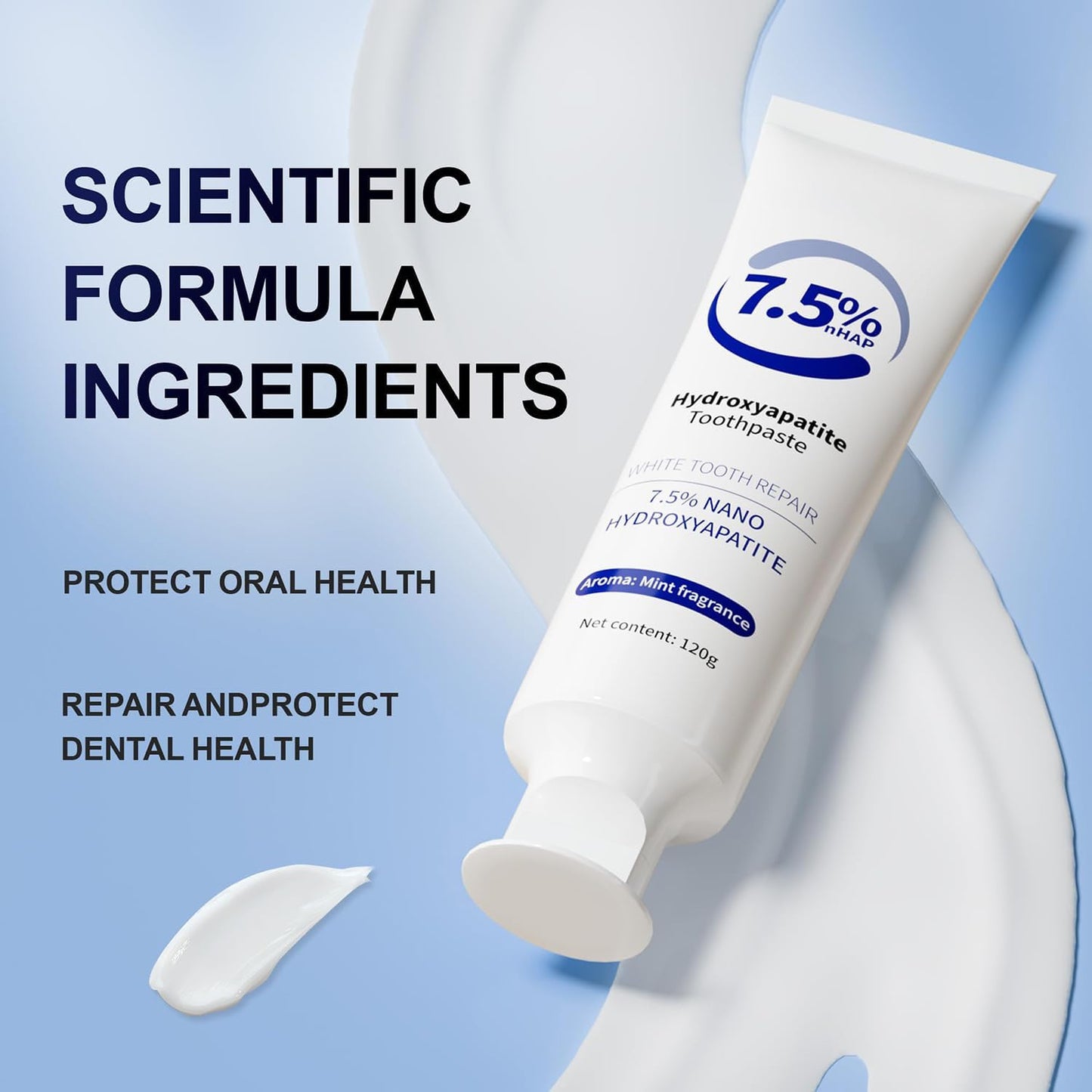 M-SDRWIKEY Hydroxyapatite Toothpaste,M-SDRWIKEY Toothpaste,Hydroxyapatite Toothpaste,Deep Cleaning Oral Care Toothpaste,Whitening Toothpaste,Enamel Protection & Whitening for Sensitive Teeth,120g (1)