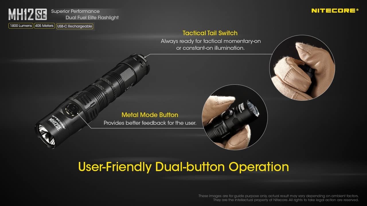 Nitecore MH12SE 1800 Lumen USB-C Rechargeable Tactical Flashlight with LumenTac Organizer