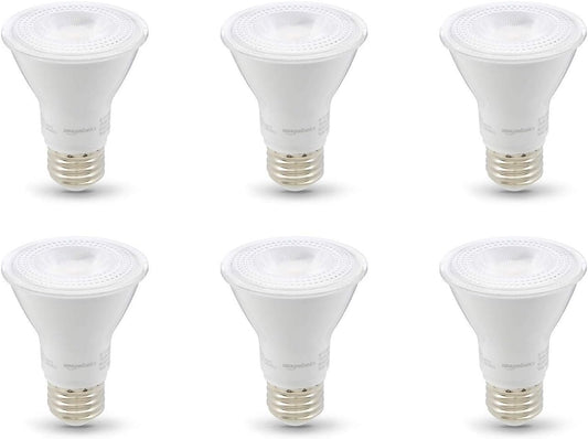 Amazon Basics 50W Equivalent, Warm White, Dimmable, 10,000 Hour Lifetime, PAR20 LED Light Bulb | 6-Pack