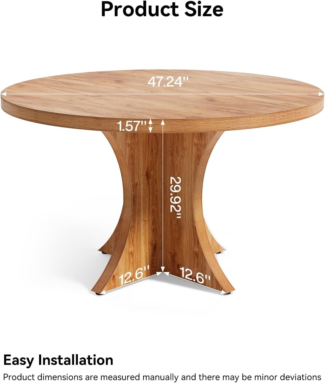 LITTLE TREE Round Dining Table for 4-6, 47.24 Inches Kitchen Table with Spacious Tabletop, Brown