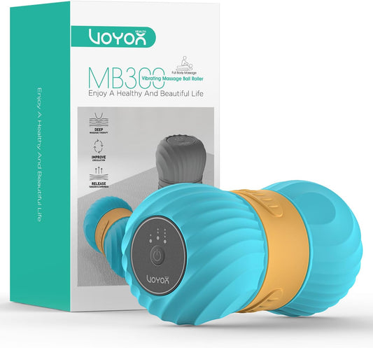 VOYOR-HEALTH Vibrating Peanut Massage Ball, Pilates Massage with Double Ball for Pain Muscle Relief, Electric Trigger Point Massage, Home, Yoga, Fitness MB300, Blue
