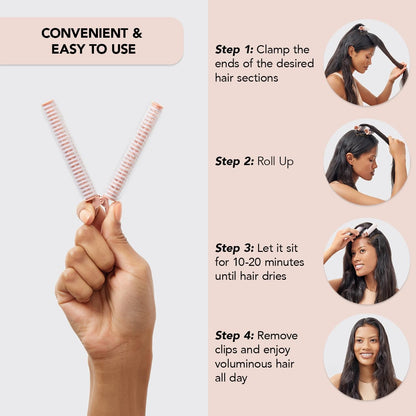 Kitsch Volumizing Hair Clips for Women - Hair Rollers for Volume & Curls - Volumizing Hair Products, Hair Roller Clips for Effortless Curls That Last - 2pc, Terracotta