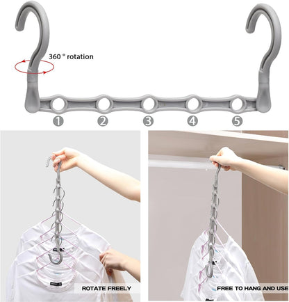 Closet Organizers and Storage,8 Pack Stronger Space Saving Hangers Clothes Hanger with 5 Holes Closet Storage for Heavy Clothes,Magic Home Organization College Dorm Room Essentials for Girls Guys