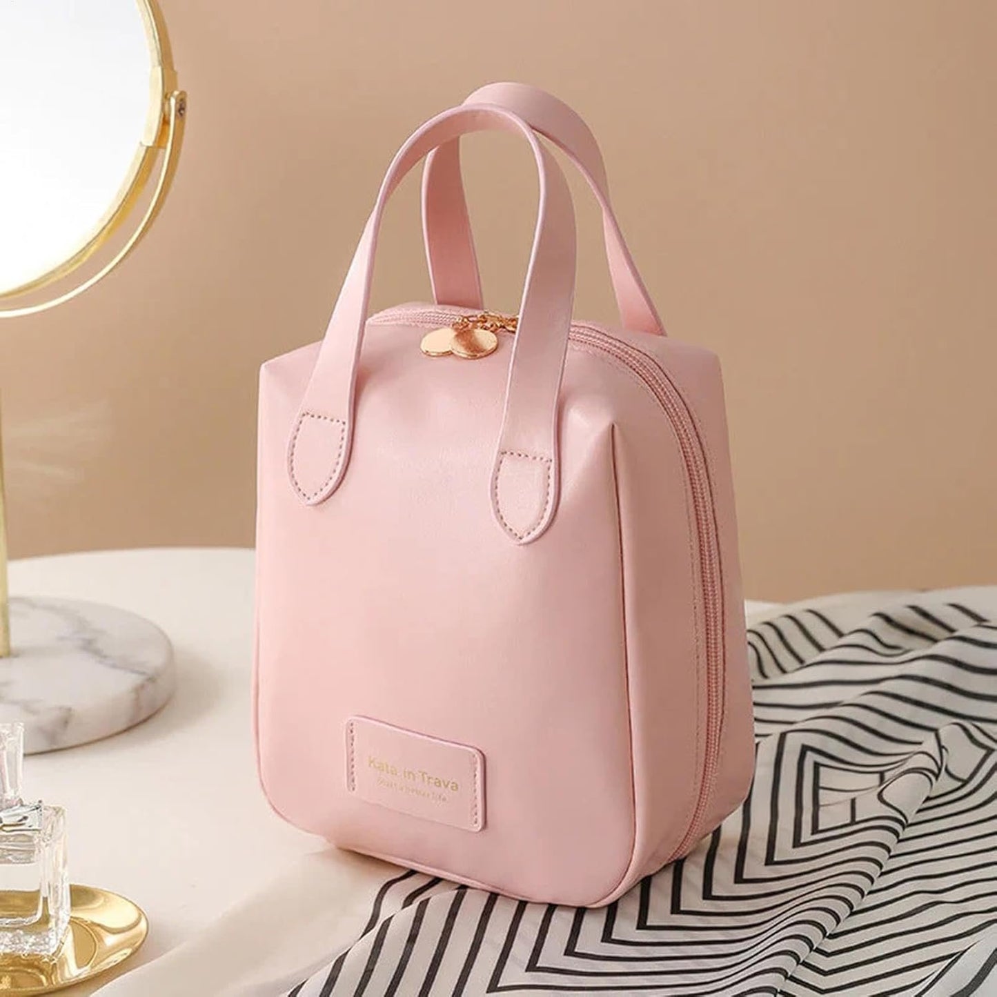 Toiletry Bag - Leather Hanging Organizer | Makeup Cosmetic Bag Travel Organizer Portable Travel Toiletry Organizer Toiletries Hygiene Bag, pink, Se rÃ©fÃ©rer au descriptif, Refer to description
