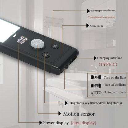 Smart Led Human Body Sensor Light, Under Cabinet Lighting, Led Motion Sensor Light Indoor Closet Lights. con illuminazione luminosa del display, funzione di risparmio energetico, 30 cm, per cucina