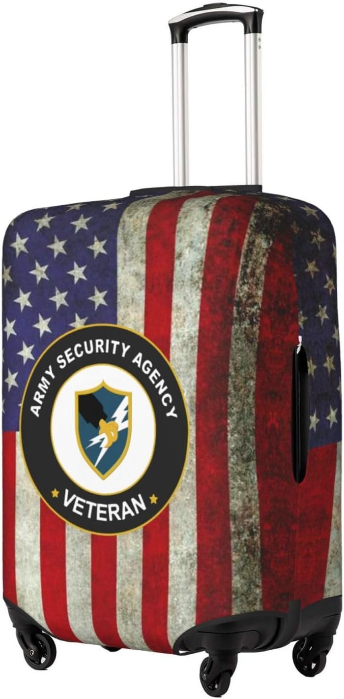 WOLEN Us Army Security Agency Veteran Luggage Cover Travel Luggage Protective Cover, Black, Small