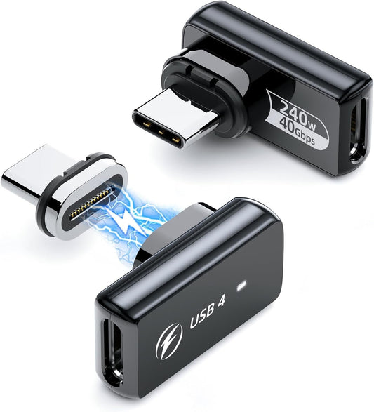 HanCenDa 240W Magnetic USB C Adapter 2Pack, 24PIN USB C Magnetic Adapter Straight Support 40Gbps Data Transfer, 8K 60Hz Video Output for Thunderbolt 3/4 MacBook Pro/Air, iPhone 15
