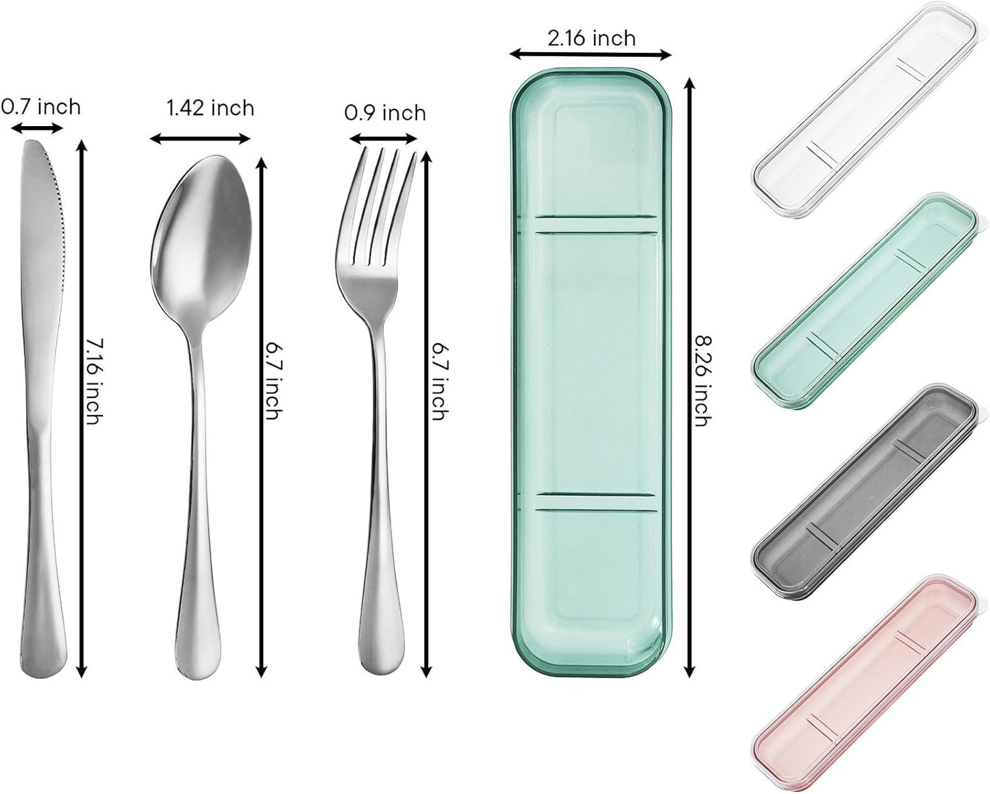 Nicunom 8 Pack Portable Utensils Set with Case, Premium Stainless Steel Travel Silverware Set Reusable Flatware Set Travel cutlerys Fork Spoon Knife for Camping, Lunch, Picnic, School, Workplace