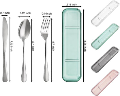 Nicunom 8 Pack Portable Utensils Set with Case, Premium Stainless Steel Travel Silverware Set Reusable Flatware Set Travel cutlerys Fork Spoon Knife for Camping, Lunch, Picnic, School, Workplace