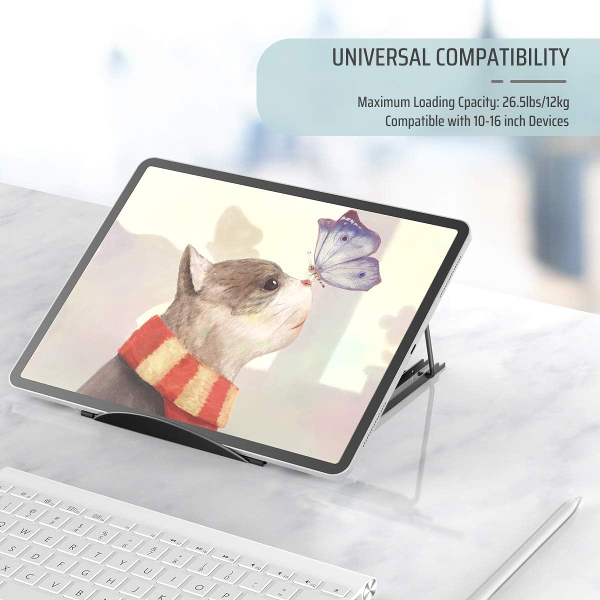 Lidasen Laptop Stand Tablet,Foldable Portable Ventilated Desktop Laptop Holder, Cooling Stand (10"-15.6") compatible with Dell XPS, HP, Lenovo,Universal Lightweight&Adjustable Ergonomic Tray (Black)