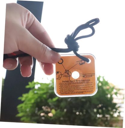 Kisangel Outdoor Signal Mirror Retroreflector Emergency Survival Mirror Orange for Long Distance