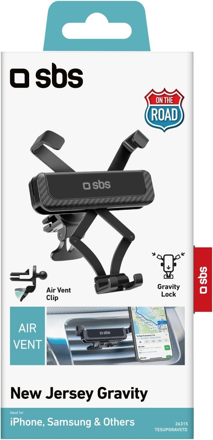 SBS Gravity Automatic Locking Phone Holder, Car Air Vent Phone Holder with High Stability Spacer
