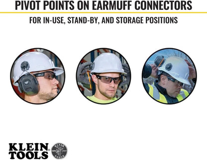 Klein Tools 60532 Ear Muffs with Cap and Safety Helmet Hard Hat Attachment, 26dB NRR for Construction, Manufacturing, Maintenance