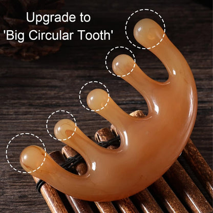 DULSPUE Gua Sha, Face Massager, Hair Comb, Scalp Massager, Scalp Massager, Wide Teeth Comb, Scalp Massage Brush, Beauty Tool Head Gua Sha (Amber)
