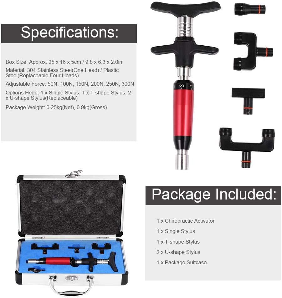Spine Correction Gun, 6 Levels Manual Spine Activator Chiropractic Therapy Massager Tool Adjustment Massager(02)
