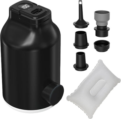 Air Pump, Electric LED Inflator, Portable Five-Nozzle Design, Compact Lightweight Build, Portable Blower for Sleeping Bags, Swimming Gear, Travel, Camping Use, 2.05x3.74 Inches