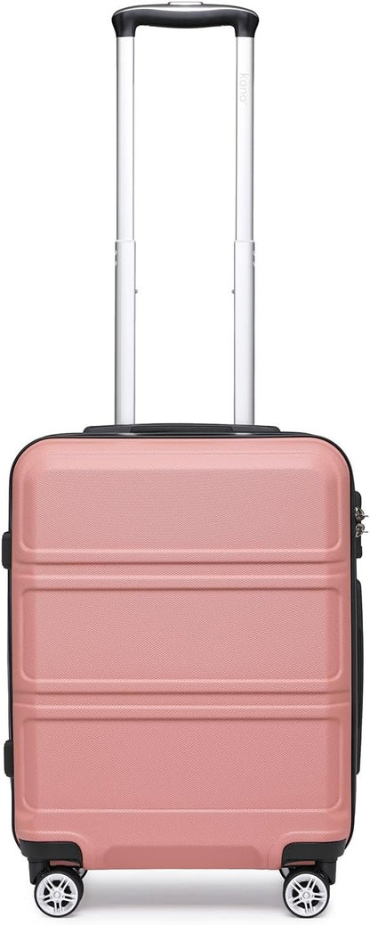 KONO 55 cm Heavy Duty Hard Suitcase 20'' Hand Luggage 4 Wheels with TSA Lock, Nude