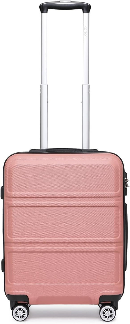 KONO 55 cm Heavy Duty Hard Suitcase 20'' Hand Luggage 4 Wheels with TSA Lock, Nude