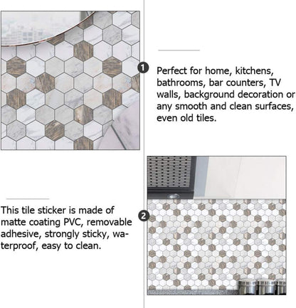 CLISPEED Tile Stickers 10 Pcs Kitchen Backsplash Tile Decals Peel and Stick Wall Sticker Self Adhesive Peel Stick Vinyl Adhesive Stickers for Staircase Home Decor Removable Wall Stickers
