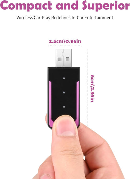 Wireless Car-Play Adapter, Euakee Mini Edition Automatic Wireless Adapter, Converts Wired to Wireless Car-Play Dongle Plug & Play Car-Play Adapter for Android and Android for 800+ Vehicles