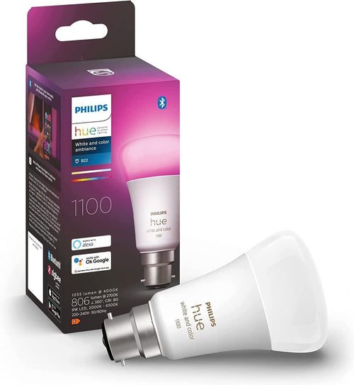 Philips Hue White and Colour Ambience A60 75W 1100 Lumens Smart Bulb with B22 Fitting
