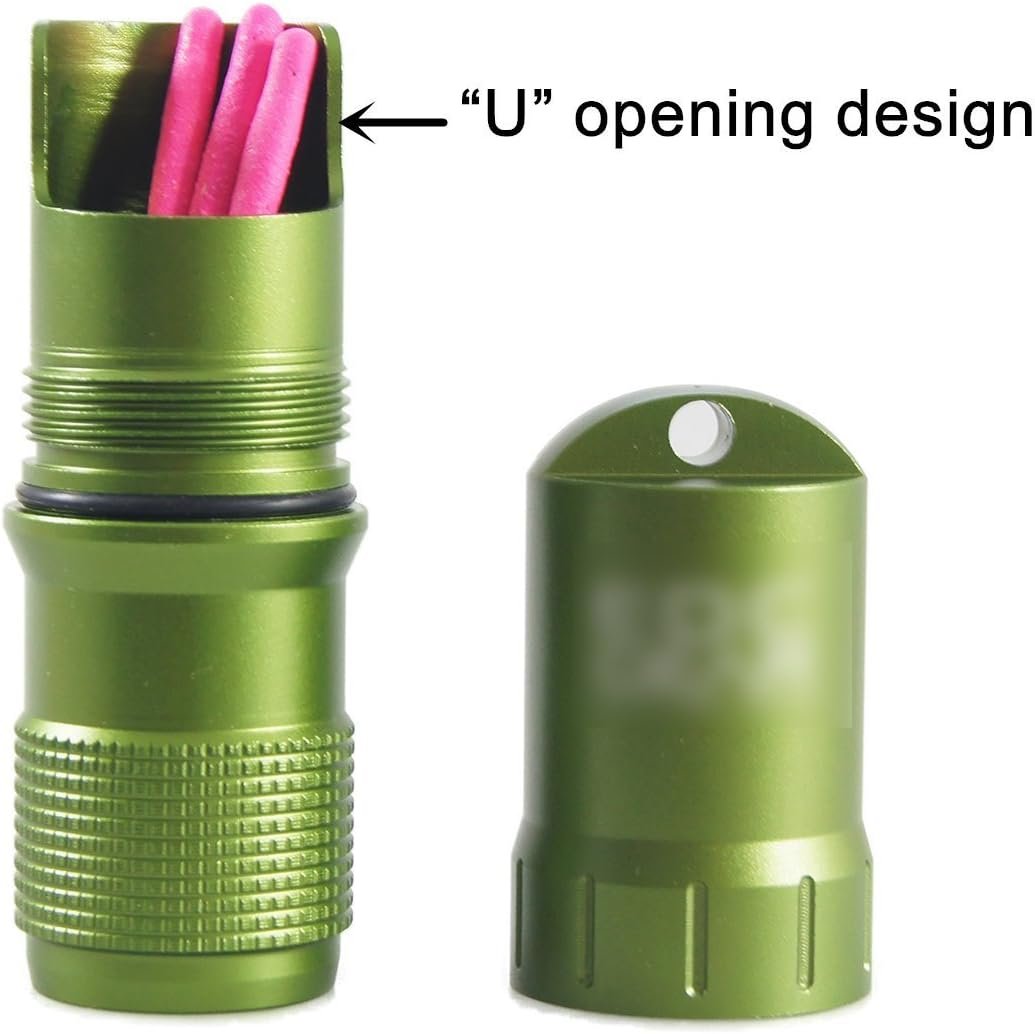 Waterproof EDC Keychain Capsule Tube, Small Outdoor Survival Storage Seal Bottle Matches Case Dry Box Pill Fob Container Emergency Tool(Green)