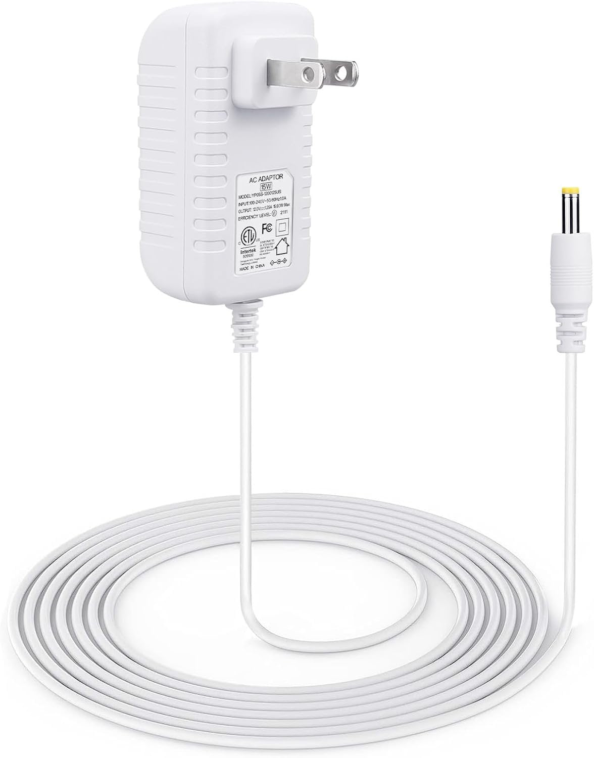 15W Power Cord Adapter Replacement for Echo Pop, Dot 5th Gen, 4th, 3rd Generation, Kids Edition, TV Cube Smart Speakers - White Wall Charger Plug Long Cable, 5ft