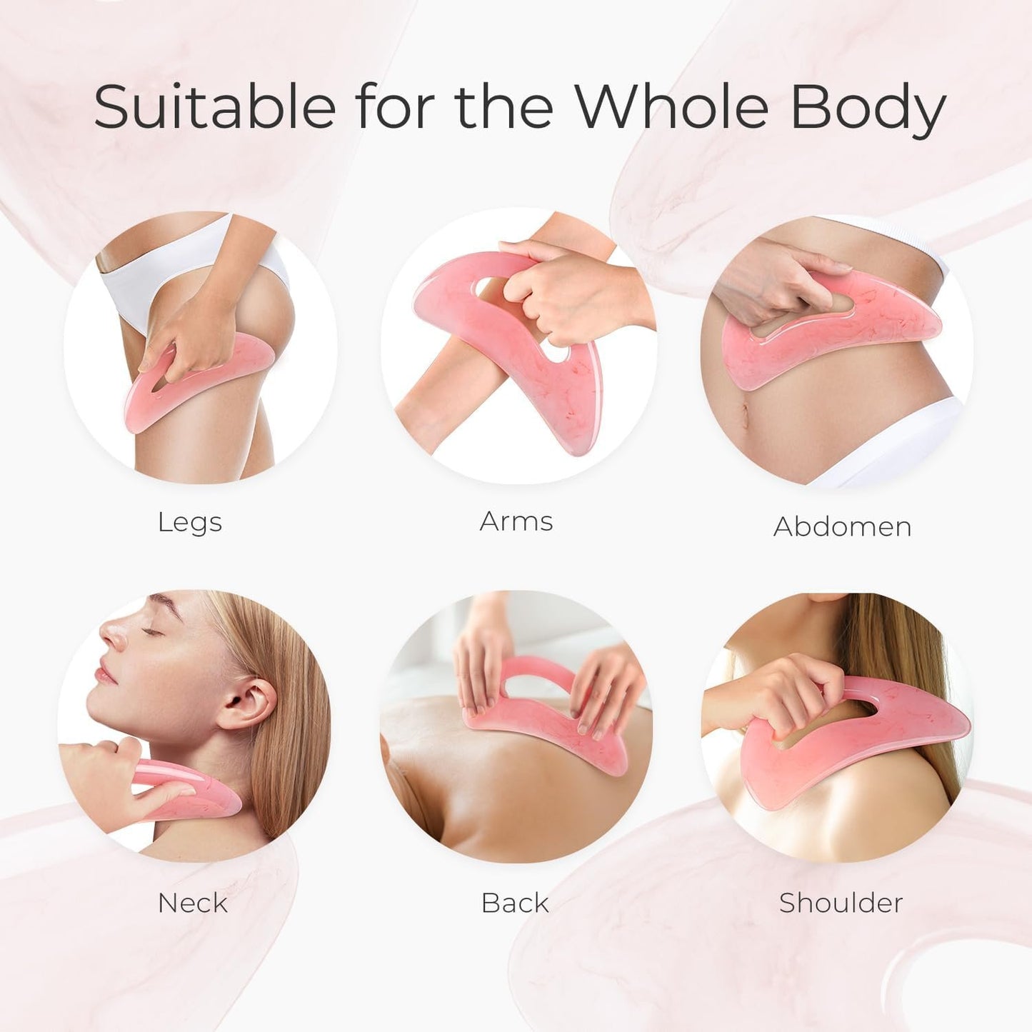 Scienlodic Gua Sha Massage Tool with Handle (Resin) Larger Guasha Scraping Tool for Back Neck Face Leg Massage, Lymphatic Drainage, Cellulite Remove - Large
