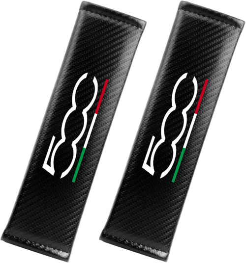 Stylecart 2 Pieces Car Seat Belt Cover for Fi-AT 500 500C 500X 500L Breathable Carbon Fiber Seat Belt Padding Covers Interior Accessories, Black