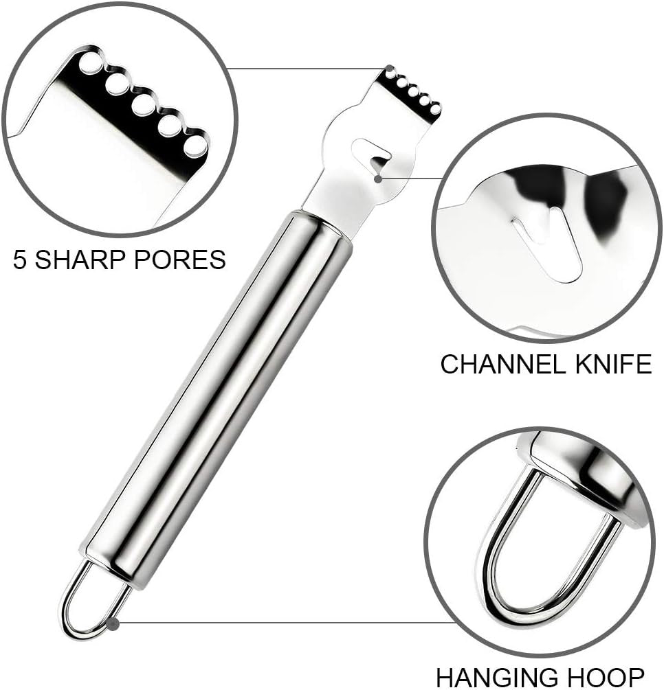 Livtor Stainless Steel Lemon Zester Grater, Lemon zester Tool,Citrus zester Tool for Orange Citrus Peeler with Channel Knife