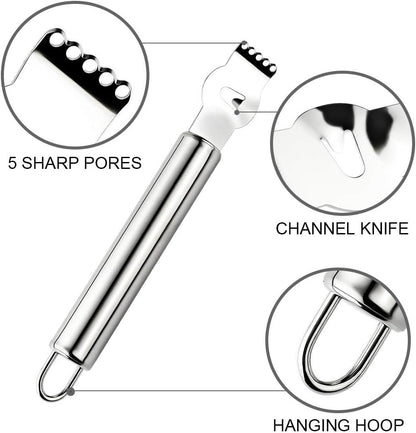Livtor Stainless Steel Lemon Zester Grater, Lemon zester Tool,Citrus zester Tool for Orange Citrus Peeler with Channel Knife