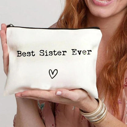 Travel Toiletry Bag for Sister | Best Sister Ever Organizer | Portable Travel Toiletries Hygiene Bag, Funny Makeup Cosmetic Bag Guanglu