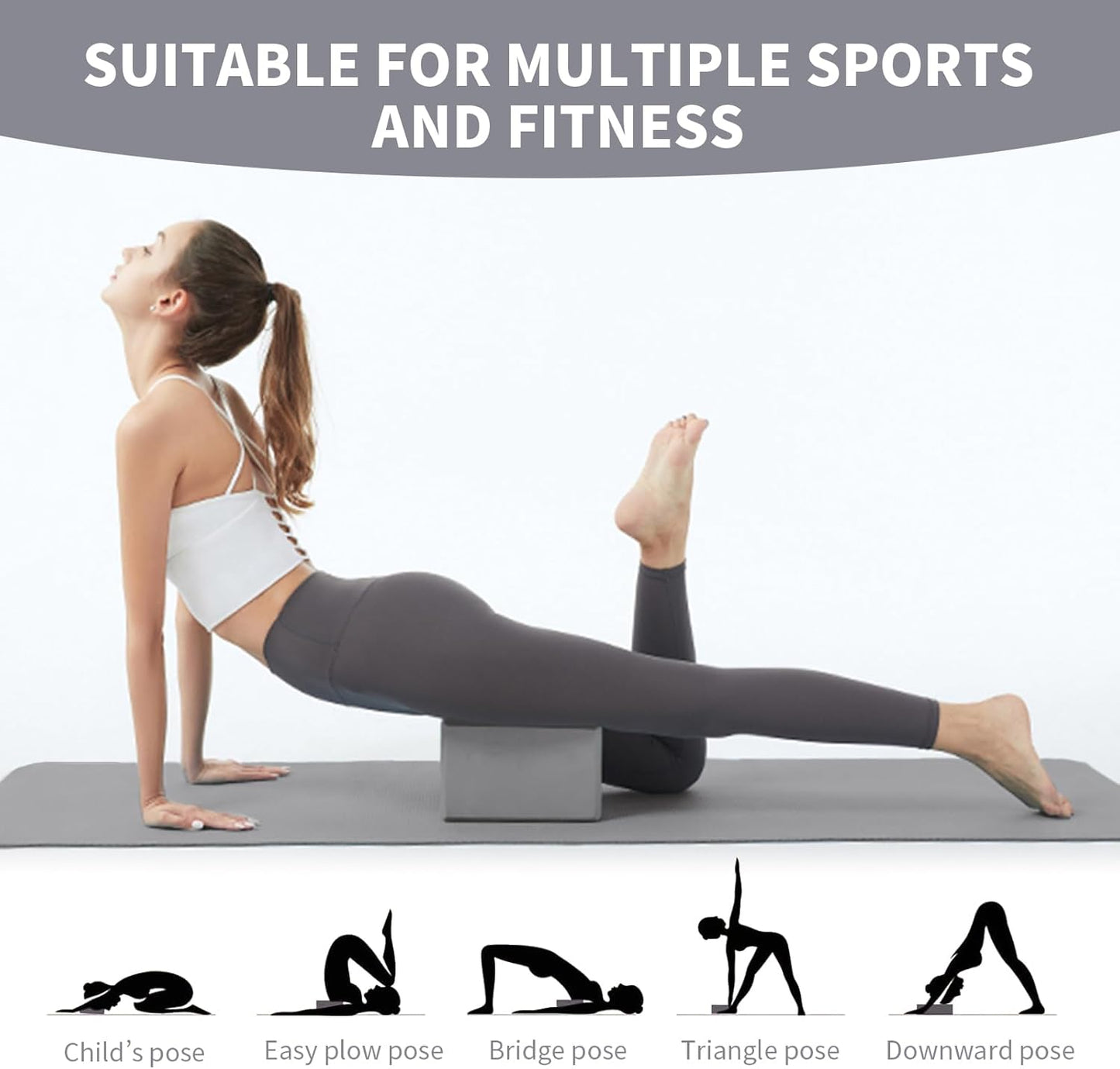 Yoga Blocks, High Density Yoga Bricks 2 Pack, Lightweight EVA Foam blocks for Yoga, Pilates, Meditation - Yoga Accessories for Stability, Balance, Deepen Stretches