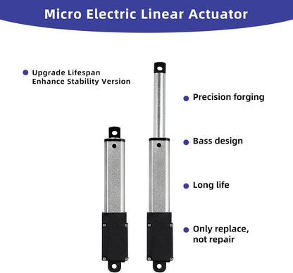 1 Inch 28lbs Mini Stroke 12V Electric Linear Actuator 4mm/sec Linear Motion Actuator with Brackets for Cabinets, Robotics, Home Automation, Window Opener(120N, 25mm)