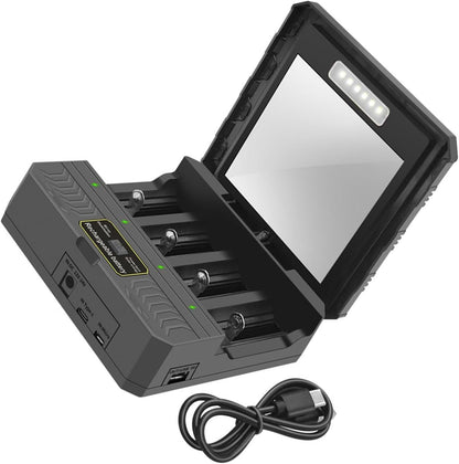 Batteries Chargers USB C Solar Battery Charging Adapter 4 Slot Case Battery Charging Case for 26650/21700/18650/18500/16340