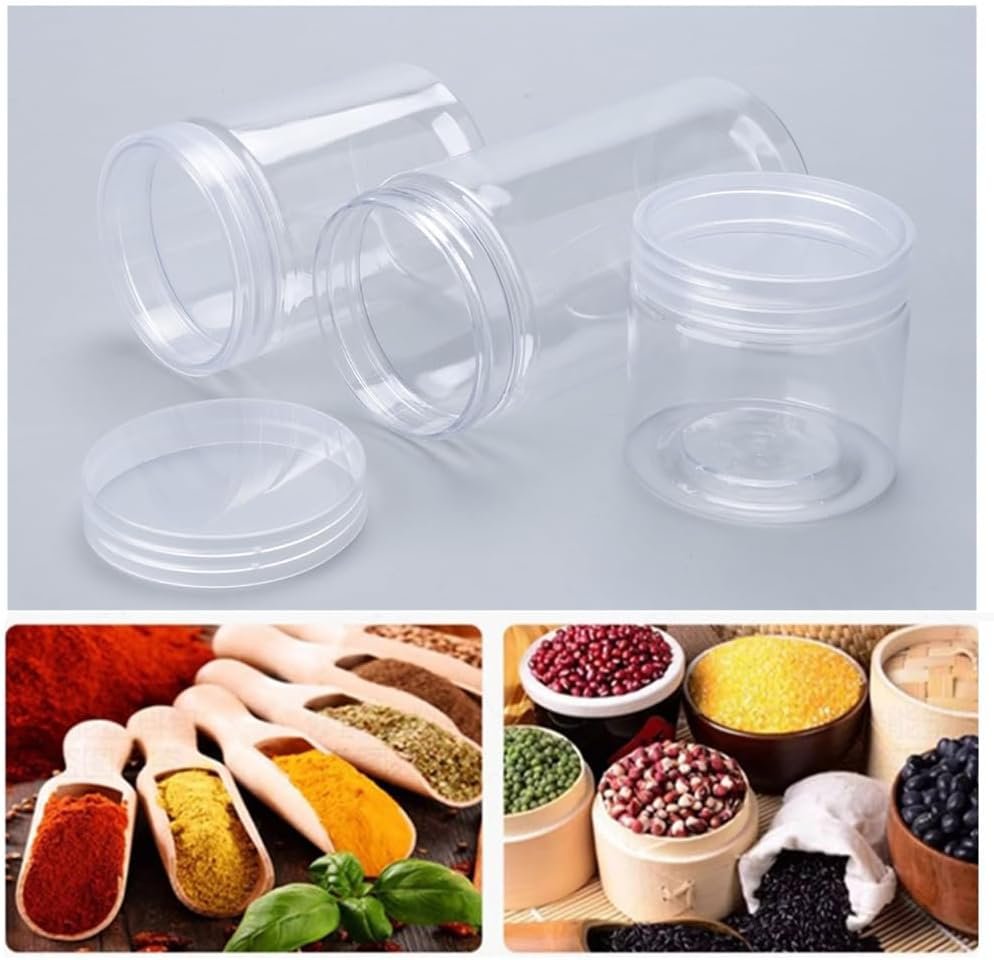 150ML Plastic Jars, Wanfoou 10 Pack Round Clear Leak-Proof Food Storage Jars for Food Storage, Camping, Hardware Storage, Crafts and Slime Making