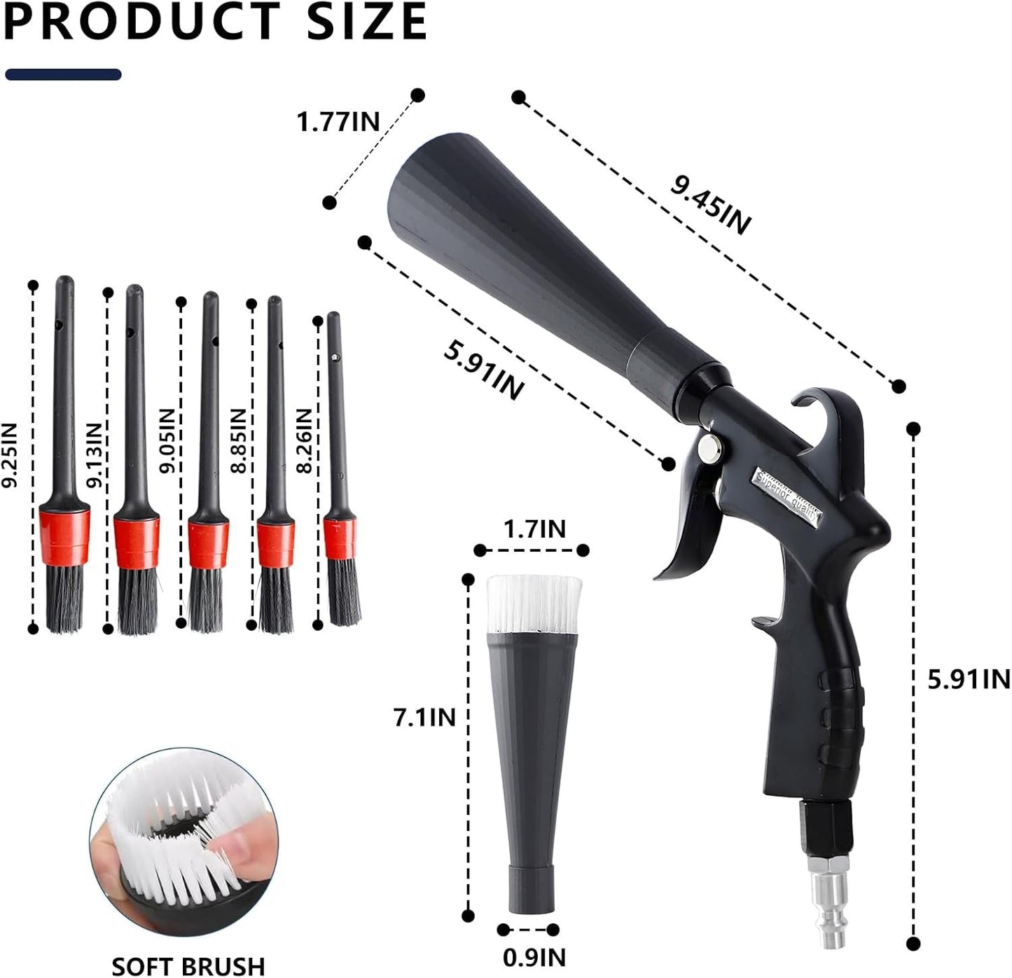 Tornado Detailing Car Cleaning Gun with Metal Nozzle | Interior Drying Air Blower | High Pressure Blower Gun | A Car Detailing Tools for Swiftly Removing Dirt and Dust with Air Flow