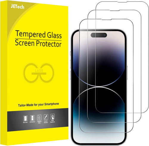 JETech Full Coverage Screen Protector for iPhone 14 Pro Max 6.7-Inch, 9H Tempered Glass Film Case-Friendly, HD Clear, 3-Pack