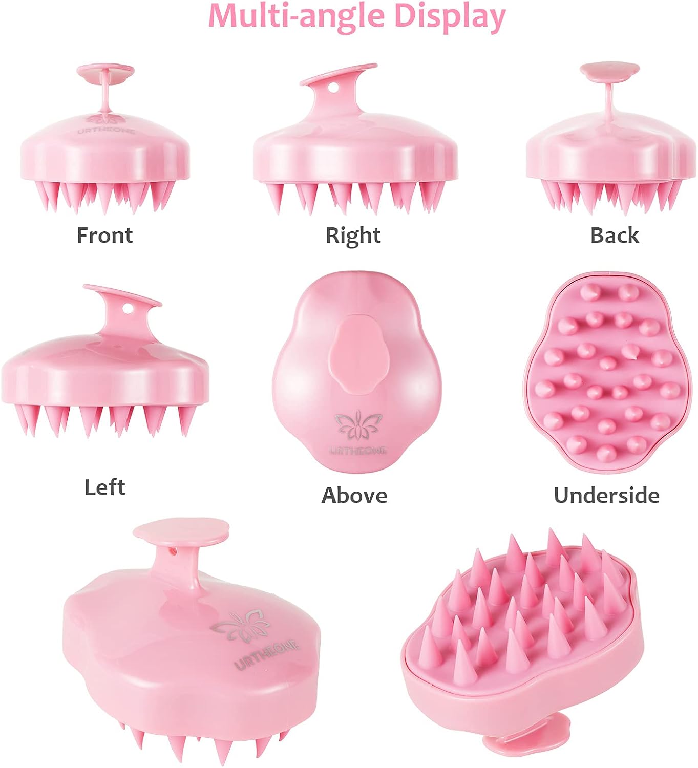 Soft Silicone Hair Scalp Massager Shampoo Brush for Wet Dry Oily Curly Straight Thick Thin Rough Long Short Natural Men Women Kids Pets Hair Care Tools（Pink