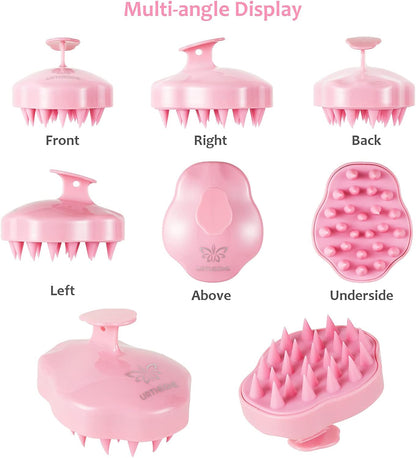 Soft Silicone Hair Scalp Massager Shampoo Brush for Wet Dry Oily Curly Straight Thick Thin Rough Long Short Natural Men Women Kids Pets Hair Care Tools（Pink