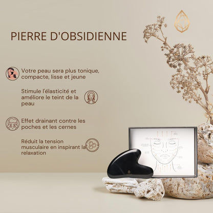 Lagalene Milano Obsidian Stone for Facial Massage, Anti-Aging, Smoothing, Regenerating, Draining, Relaxing and Wellness on Psyche