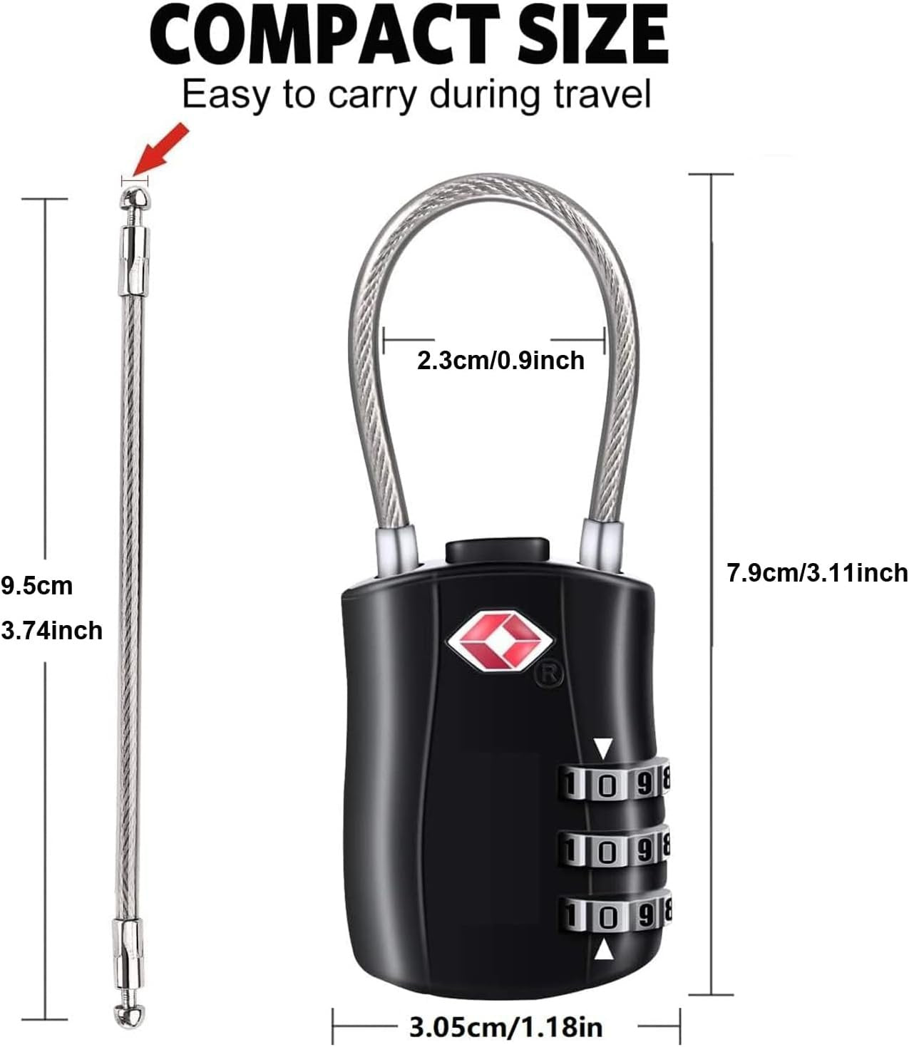TSA Approved Luggage Combination Locks,T Tersely 2 Pack Travel Suitcase Lock with Zinc Alloy Body Resettable Password Code Padlock for Toolbox, Bag, Backpack, Suit Case, Lockers, Gym, Bike