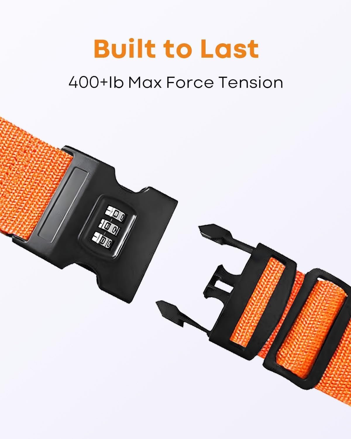 4 Pack Luggage Straps with Combination Lock and Name ID Card, 2M Adjustable Belts Keep Suitcase Secure While Traveling, Luggage Accessories to Secure Bag Cargo Safe Quick-Release (Orange)