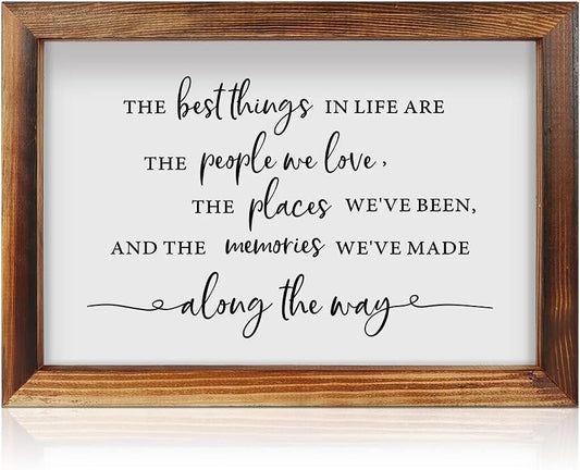 CHDITB The Best Things In Life Framed Wood Sign Plaque(16"×11"), Wooden Wall Table Sign with Inspirational Quotes for Home Decor, Vintage Wall Art Sign for Home Bedroom Living Room Farmhouse Wedding Gifts