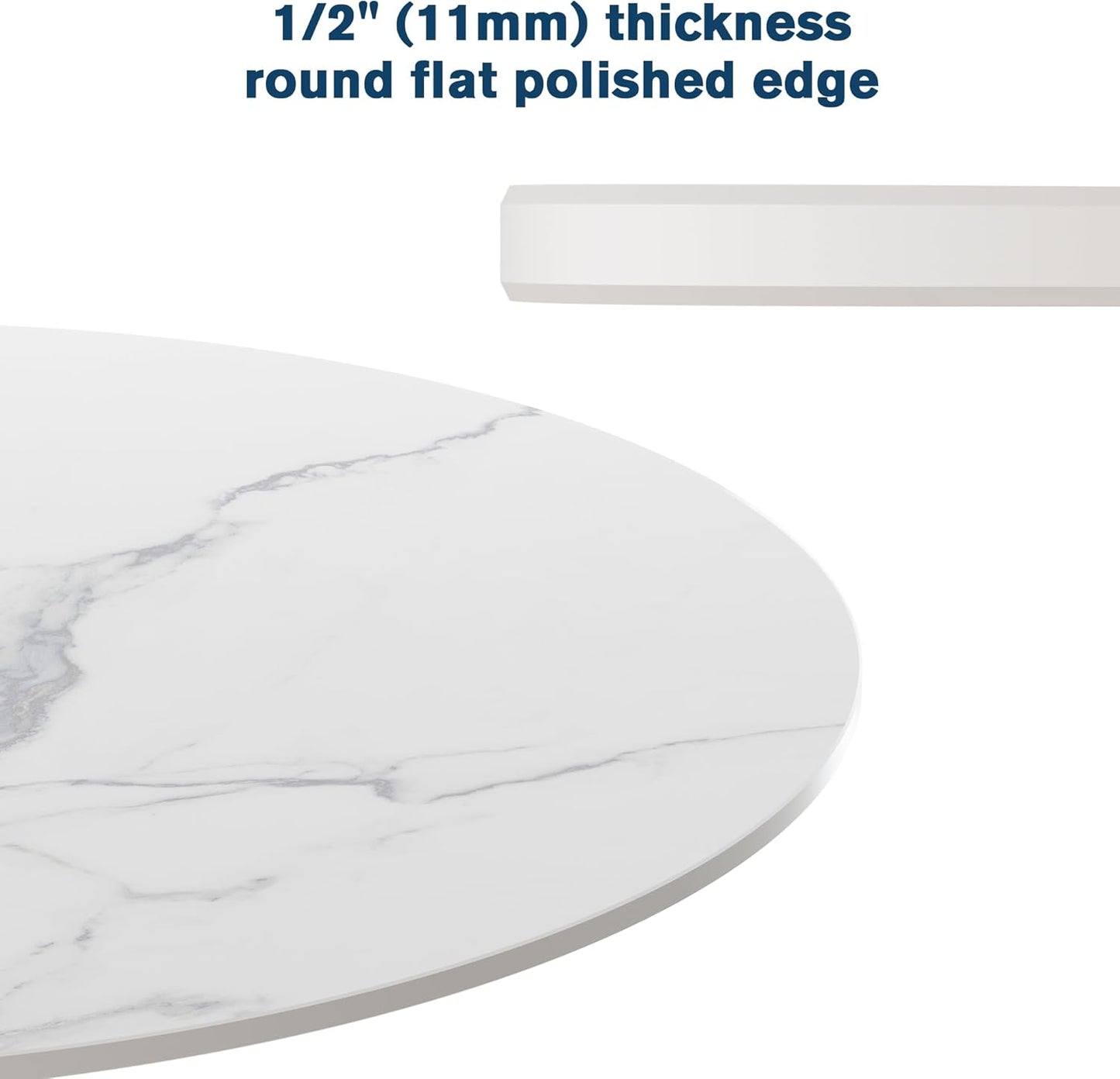 White 80CM Round Sintered Stone Table Top - Indoor & Outdoor Replacement Table Surface | Heatproof, Scratch Resistant & Waterproof Ceramic Desktop for Patio, Balcony, Bistro, Café & Dining Room