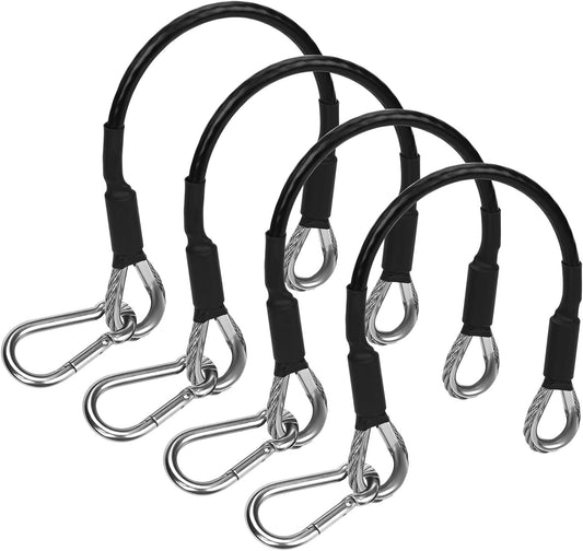 4pcs 10" Gym Extension Cable with Carabiner, Fitness Extension Cable Replacement Compatible with Bowflex Home Gym Machine Accessories for Leg Extension, LAT/Tricep Pull Down