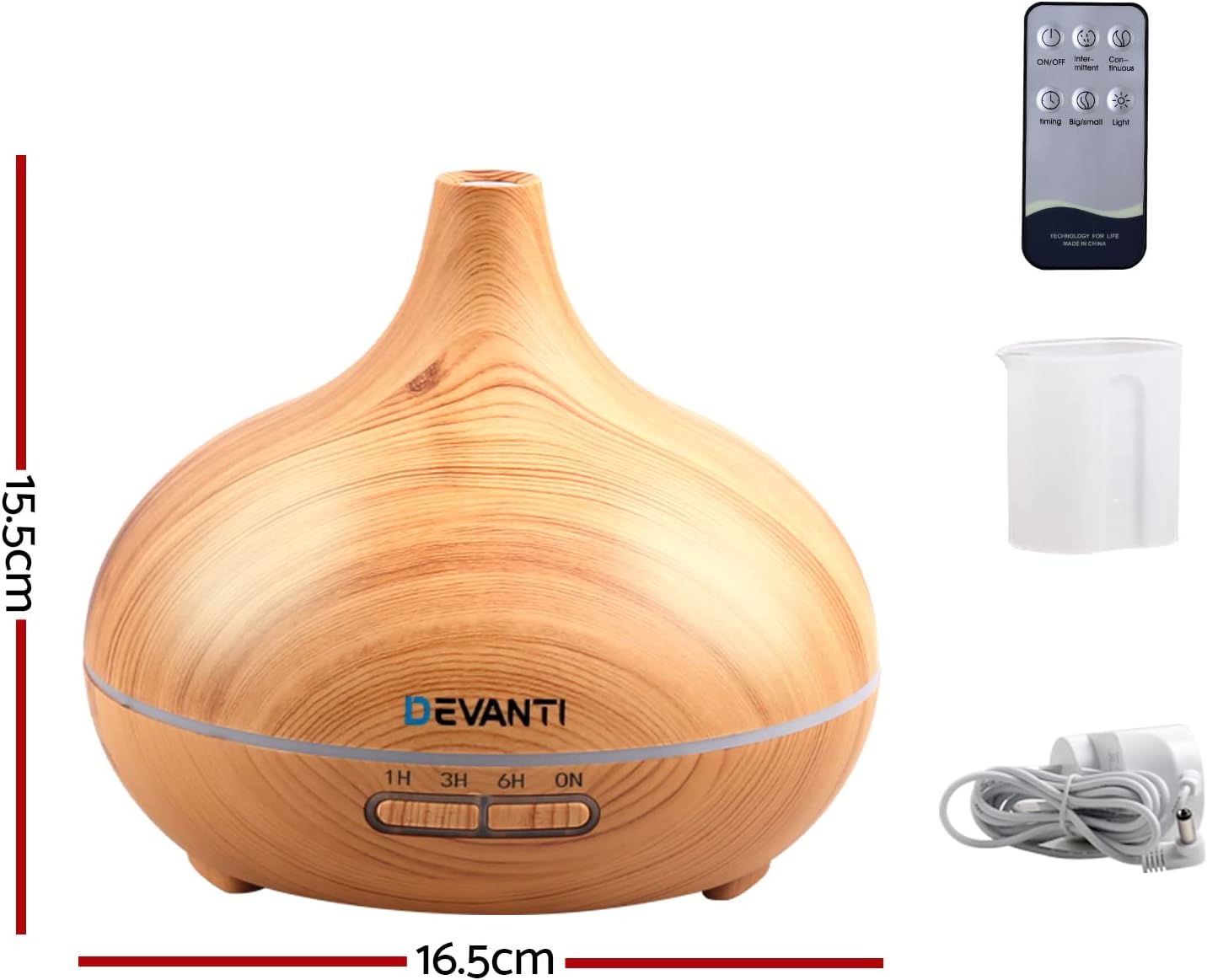 Devanti Aroma Diffuser, 300ml Wood Grain Air Humidifier Purifier Essential Oils Car Freshener Vaporizer Aromatherapy Diffusers Scent Booster Home Office Bedroom Humidifiers Steam, 7 Led Light