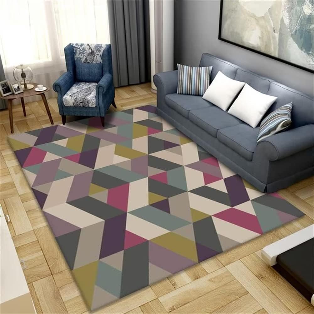 SUNYRDSM Tappeto Palestrina Bambini 130x190cm Decorazioni Casa Il design moderno del modello geometrico rosso rosa grigio può essere personalizzato Tappetto Soggiorno Grande