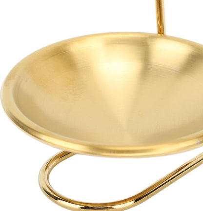 Aladeno Poggiamestolo Portamestolo Verticale in Acciaio Inossidabile Elegante Pratico Portamestolo di Facile Accesso Gadget da Cucina Porta Utensili da Cucina per la Casa Pentole (Golden mit 1 Teller)